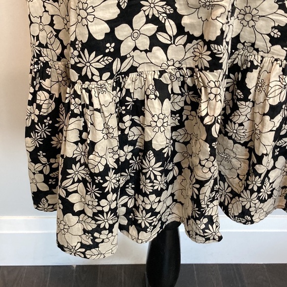 Gap Beige Black Floral BabyDoll Dress Medium Tall - Picture 8 of 14